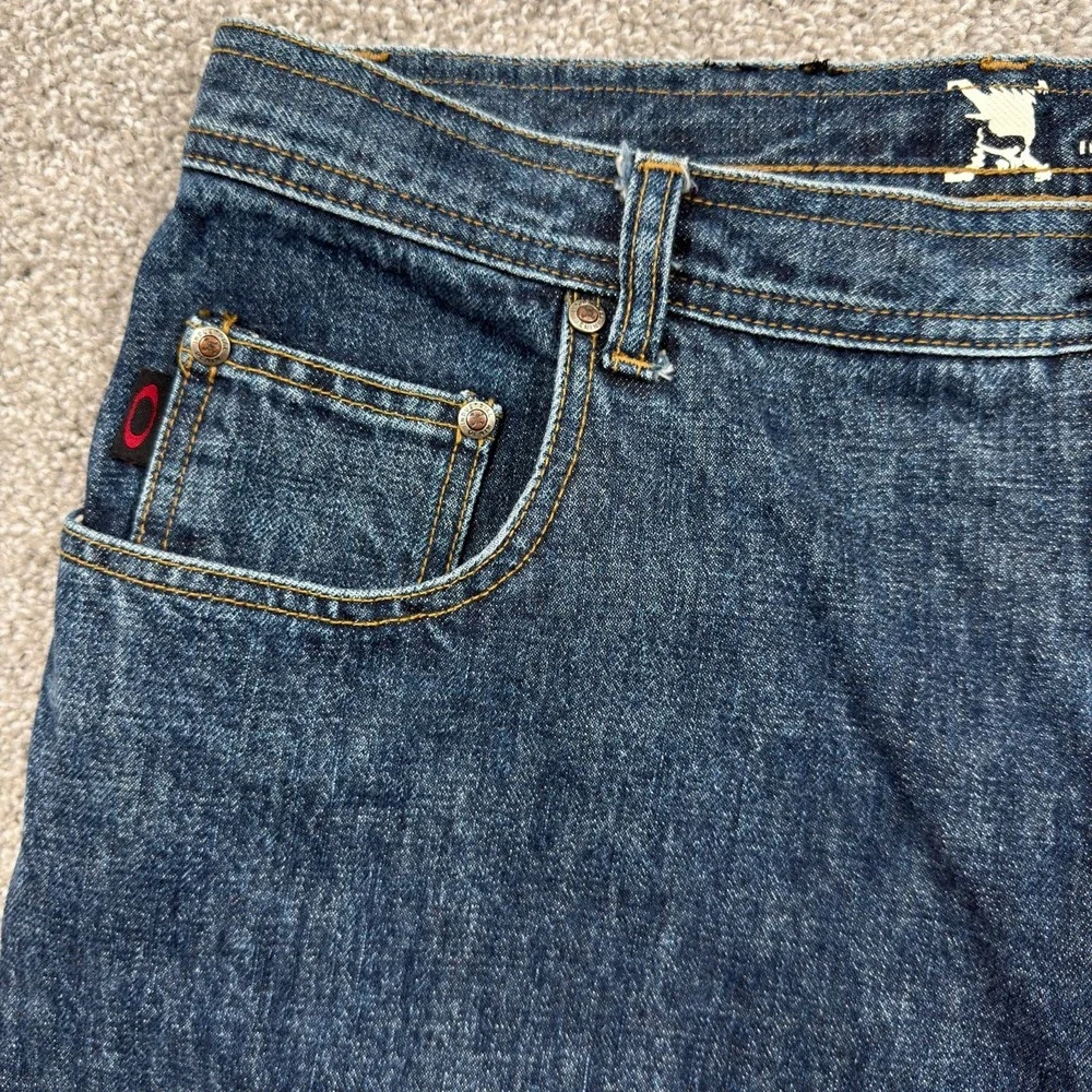 Vintage Oakley Industrial Denim Jeans Men's 38 Blue Loose Fit Y2K 100% Cotton